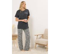 Long Tall Sally Tall Cheetah Slogan Pyjama Set Multi 18-20