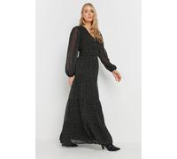 Long Tall Sally Tall Chiffon Spot Tiered Maxi Dress In Black Black 12