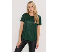 Long Tall Sally Tall Crew Neck Sequin Top In Dark Green Dark Green 8