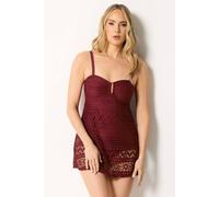 Long Tall Sally Tall Crochet Skirted Swimsuit In Burgundy Burgundy 10