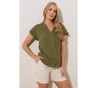 Long Tall Sally - LTS Tall Green Dobby Spot Blouse - Women's