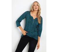 Long Tall Sally Tall Floral Henley Top In Teal Teal 10