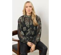 Long Tall Sally Tall Floral Jacquard Blouse In Black Black 18