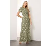 Long Tall Sally Tall Floral Ruched Maxi Dress In Green Green 14
