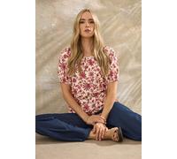 Long Tall Sally Tall Floral Tie Front Top In Coral Coral 10