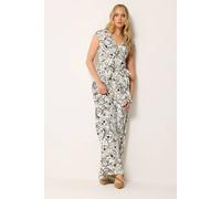 Long Tall Sally Women's Tall Floral Wide Leg Jumpsuit in Off White | Size: 22