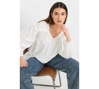 Long Tall Sally Tall Fringed Seam Tie Neck Blouse In Ivory Ivory 20