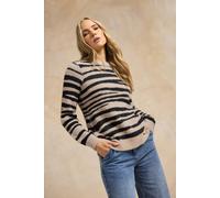 Tall Knitted Zebra Print Jumper Long Tall Sally Medium Beige 22-24