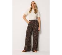Long Tall Sally Women's Tall Leopard Print Wide Leg Trousers in Chocolate | Size: 14L