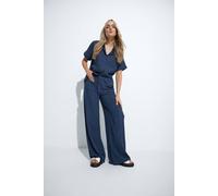 Long Tall Sally Tall Linen Wide Leg Trousers In Dark Navy Dark Navy 12L
