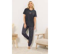 Long Tall Sally Tall 'mon Cheri' Slogan Pyjama Set In Mid Navy Mid Navy 22-24