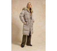 Long Tall Sally Tall Padded Midi Coat In Light Beige Light Beige 14