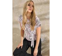Long Tall Sally Women's Tall Paisley Side Tie Top in Black | Size: 14 Long Tall Sally Black 14