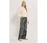 Long Tall Sally Tall Paisley Wide Leg Trousers In Black Black 10XL