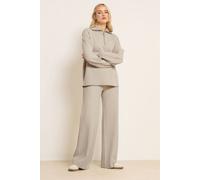 Long Tall Sally Tall Premium Knitted Wide Leg Trousers In Light Beige Light Beige