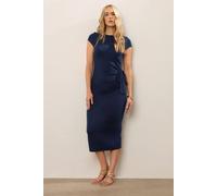 Long Tall Sally Tall Ruched Tie Midi Dress In Dark Navy Dark Navy 14