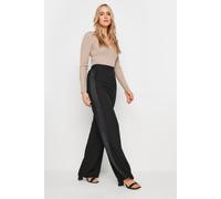Long Tall Sally Tall Satin Wide Leg Trousers In Black Black