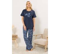Long Tall Sally Tall Seashell Slogan Pyjama Set In Mid Navy Mid Navy 10-12