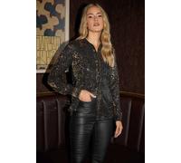 Long Tall Sally Tall Sequin Embellished Shirt In Gold Gold 20