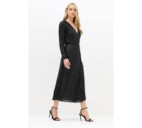 Long Tall Sally Tall Sequin Wrap Dress In Black Black 12