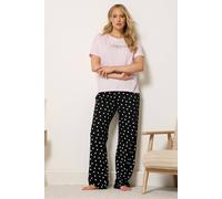 Long Tall Sally Women's Tall 'Sleepover Club' Slogan Cotton Wide Leg Pyjama Set | Size: 8-10 Long Tall Sally Multicolor 8-10