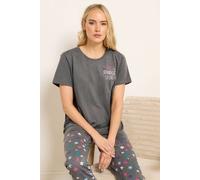 Long Tall Sally Tall Star Print Cuffed Pyjama Set In Grey Grey 8-10