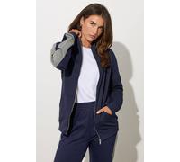 Long Tall Sally Tall Stripe Funnel Zip Sweatshirt In Dark Navy Dark Navy 14