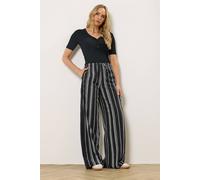 Long Tall Sally - LTS Tall Stripe Wide Leg Trousers - Women's Black