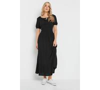 Long Tall Sally Tall Textured Balloon Sleeve Dress In Black Black 12