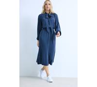 Long Tall Sally - LTS Tall Acid Wash Tie Neck Midi Dress - Women's Blue