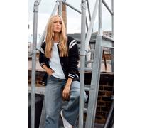 Long Tall Sally Tall Varsity Bomber Jacket In Black Black 12