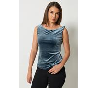 Long Tall Sally Women's Tall Velvet Twist Top in Grey | Size: 14