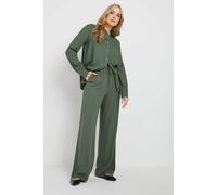 Long Tall Sally Tall Wide Leg Linen Trousers In Light Khaki Light Khaki 12XL