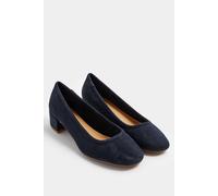 Long Tall Sally Women's Block Heel Ballerina Pumps In Standard Fit in Dark Navy | Size: 7 Long Tall Sally Dark Navy 7