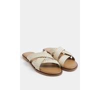 Long Tall Sally Women's Faux Leather Woven Mule Sandals In Standard Fit in Ivory | Size: 11 Long Tall Sally Ivory 11