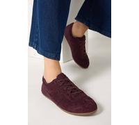 Long Tall Sally Women's Retro Faux Suede Trainers In Standard Fit in Burgundy | Size: 7