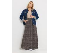Long Tall Sally Women's Tall Abstract Tie Waist Maxi Skirt in Black | Size: 12