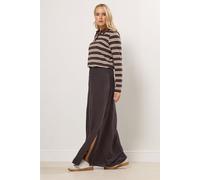 Long Tall Sally - LTS Tall Brown Acid Wash Side Split Maxi Skirt - Women's