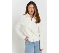 Long Tall Sally Women's Tall Boucle Bomber Jacket in Ivory | Size: 20 Long Tall Sally Ivory 20