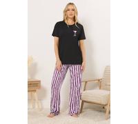 Long Tall Sally - Lts Tall 'Happy Hour' Cocktail Wide Leg Pyjama Set - Women's Black