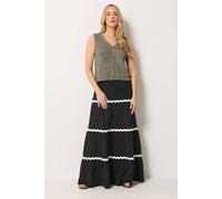 Long Tall Sally Women's Tall Contrast Swirl Cotton Maxi Skirt in Black | Size: 18