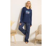Long Tall Sally - Lts Tall Navy Blue 'Cosy Nights' Slogan Wide Leg Pyjama Set - Women's