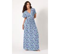 Long Tall Sally Women's Tall Ditsy Angel Sleeve Maxi Dress in Blue | Size: 12 Long Tall Sally Blue 12