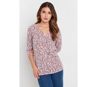 Long Tall Sally - LTS Tall Blush Ditsy Floral Henley Top - Women's Pink