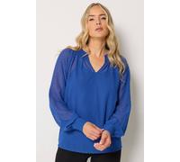 Long Tall Sally Women's Tall Dobby Shirred Blouse in Cobalt | Size: 24