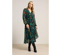 Long Tall Sally Women's Tall Floral Chiffon Dobby Dress in Dark Green | Size: 10 Long Tall Sally Dark Green 10
