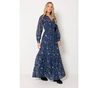 Long Tall Sally Women's Tall Floral Sheer Maxi Dress in Mid Navy | Size: 18