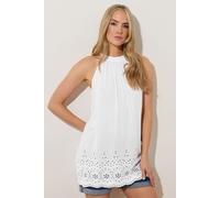 Long Tall Sally - LTS Tall Broderie Anglaise Halter Neck Top - Women's White