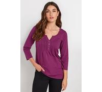 Long Tall Sally - LTS Tall Cotton Henley Top - Women's Dark Pink