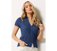 Long Tall Sally - LTS Tall Blue Knitted Polo Cardigan - Women's